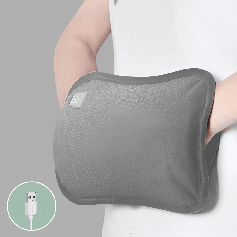 Rechargeable USB hand warmer featuring a soft plush design, three adjustable heat settings, and a portable size ideal for keeping hands warm in cold weather. 0